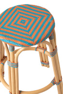 Stool Geo Rattan Orange/Turquoise - Majorr