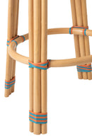 Stool Geo Rattan Orange/Turquoise - Majorr