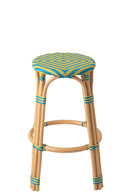 Stool Geo Rattan Yellow/Azure Blue - Majorr