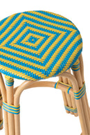 Stool Geo Rattan Yellow/Azure Blue - Majorr