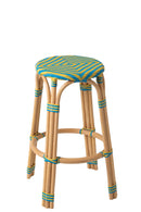 Stool Geo Rattan Yellow/Azure Blue - Majorr