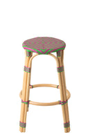 Stool Geo Rattan Pink/Green