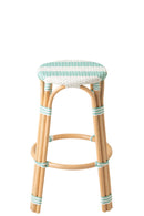 Stool Striped Rattan Light Blue/White