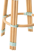 Stool Striped Rattan Light Blue/White