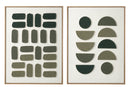 Wall Decoration 3D Objects Canvas White/Dark Green Assortment Of 2