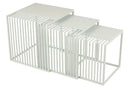 Set Of 3 Side Table Outdoor Square Metal White