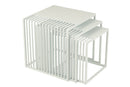 Set Of 3 Side Table Outdoor Square Metal White