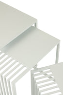 Set Of 3 Side Table Outdoor Square Metal White