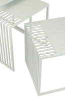 Set Of 3 Side Table Outdoor Square Metal White