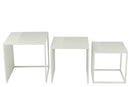 Set Of 3 Side Table Outdoor Square Metal White