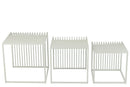 Set Of 3 Side Table Outdoor Square Metal White