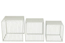 Set Of 3 Side Table Outdoor Square Metal White