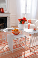 Set Of 3 Side Table Outdoor Square Metal White