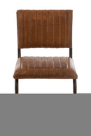Chaise de salle à manger J Line moderne en cuir/métal cognac