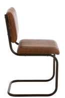 Chaise de salle à manger J Line moderne en cuir/métal cognac