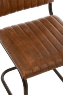 Chaise de salle à manger J Line moderne en cuir/métal cognac
