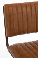 Chaise de salle à manger J Line moderne en cuir/métal cognac