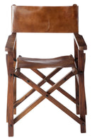 Chaise de réalisateur J Line en bois plissé/cuir cognac