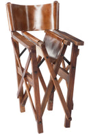 Chaise de réalisateur J Line en bois plissé/cuir cognac