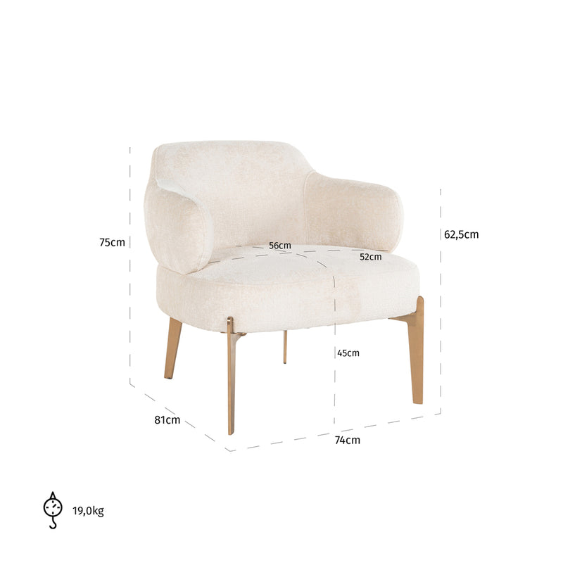 Fauteuil Venus white chenille - Majorr