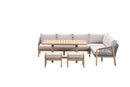 Santos lounge-diningset - 5-delig - rechts -acaciahout met   white wash - rope taupe - grey sand - Majorr