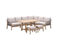 Santos lounge-diningset - 5-delig - rechts -acaciahout met   white wash - rope taupe - grey sand - Majorr