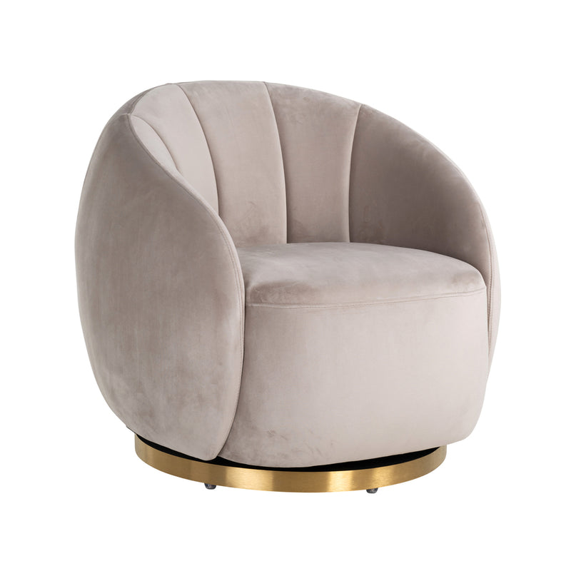 Draaifauteuil Jago khaki velvet / brushed gold - Majorr