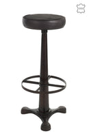 Bar Stool Leather/Metal Black