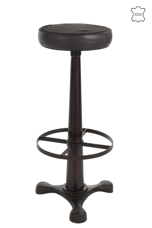 Bar Stool Leather/Metal Black