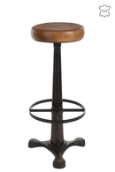 Bar Stool Leather/Metal Brown
