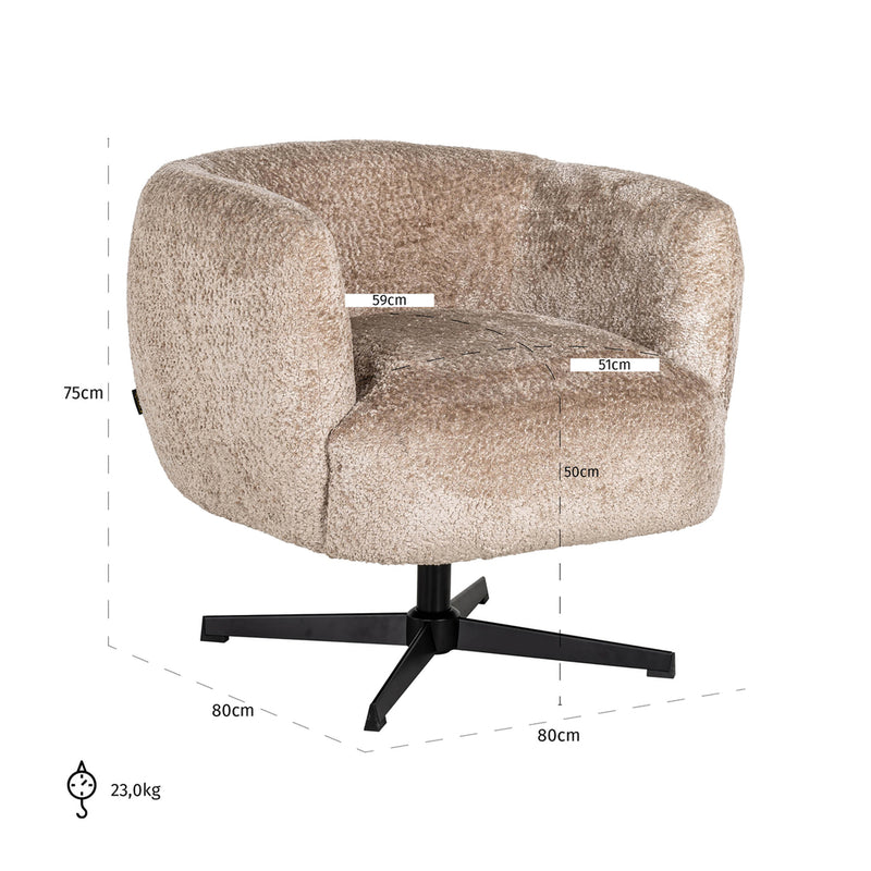 Draaifauteuil Estelle Sheep Nature - Majorr