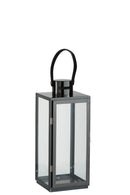 Lantern Square Steel/Glass Black