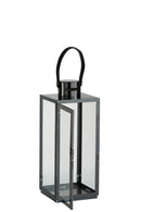 Lantern Square Steel/Glass Black