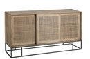 Cabinet 3Sliding Doors Woven Reed Mango Wood Natural