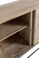 Cabinet 3Sliding Doors Woven Reed Mango Wood Natural
