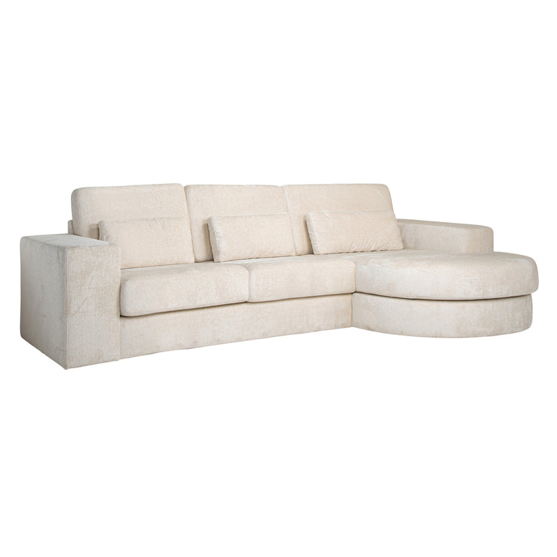 Bank Felix 2,5 seats + lounge rechts rond white chenille - Majorr