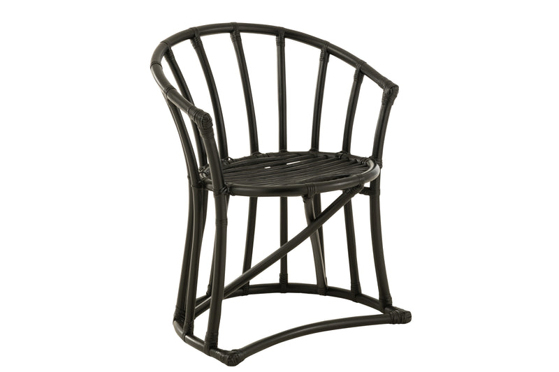 Chair+Cushion Rattan/Textile Black/White - Majorr
