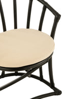 Chair+Cushion Rattan/Textile Black/White - Majorr