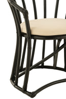 Chair+Cushion Rattan/Textile Black/White - Majorr