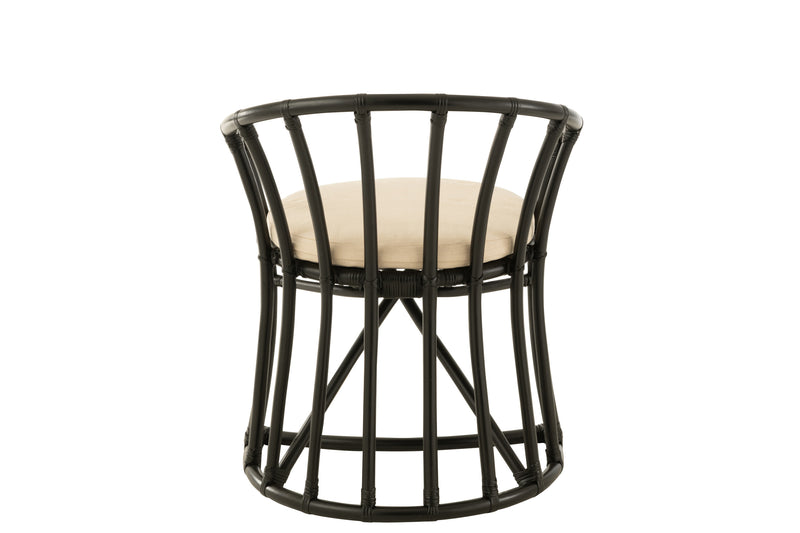 Chair+Cushion Rattan/Textile Black/White - Majorr