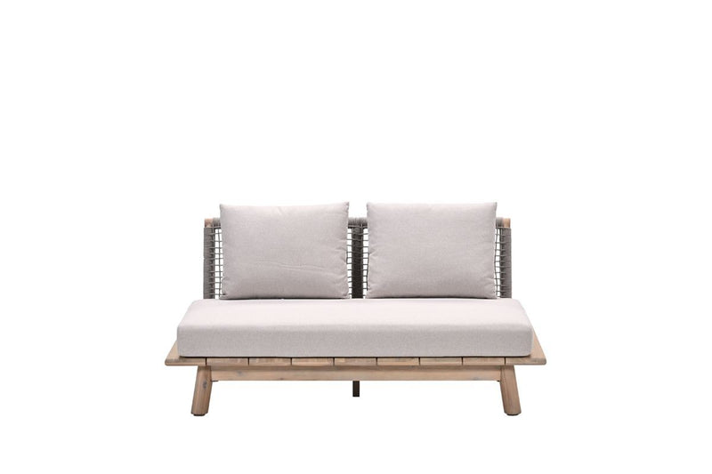 Lunar tweezitsbank - acaciahout met white wash -  rope taupe - grey sand