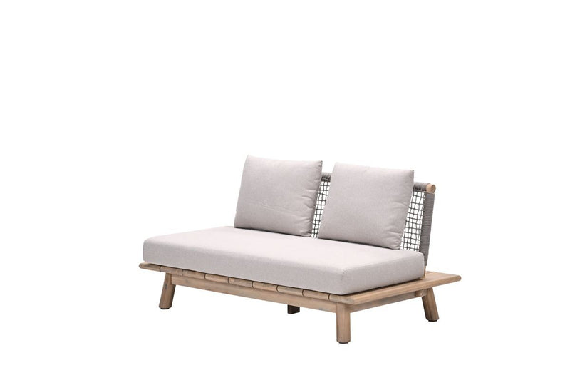Lunar tweezitsbank - acaciahout met white wash -  rope taupe - grey sand