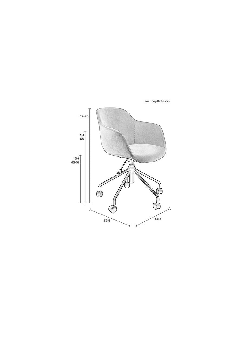 Office Chair Junzo Rib Grey - Majorr