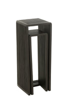 Set Of 2 Side Tables Cubic Recycle Teak Black