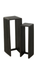 Set Of 2 Side Tables Cubic Recycle Teak Black