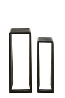 Set Of 2 Side Tables Cubic Recycle Teak Black