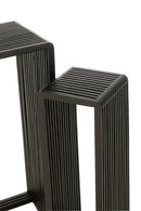 Set Of 2 Side Tables Cubic Recycle Teak Black