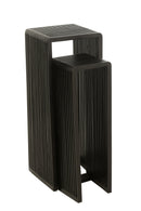 Set Of 2 Side Tables Cubic Recycle Teak Black