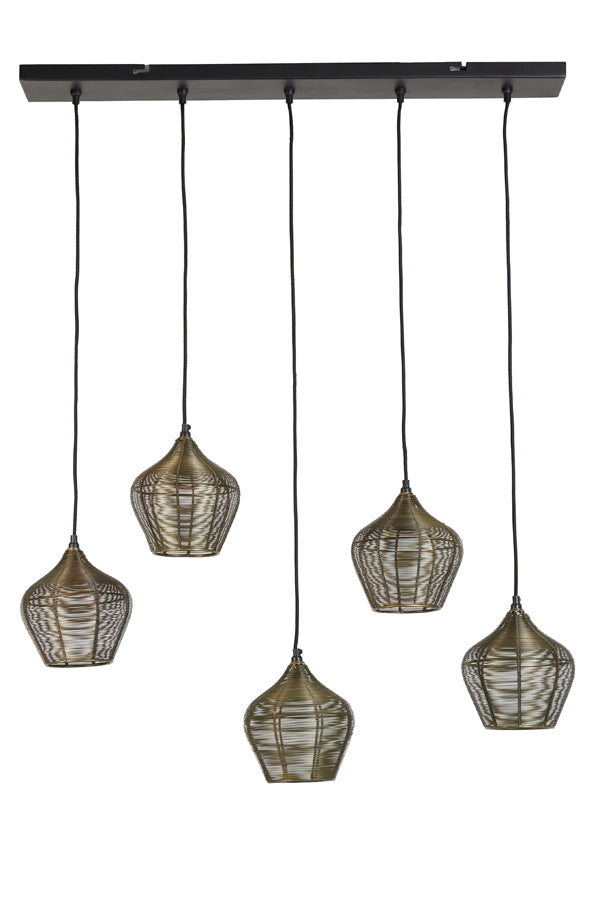 Hanging lamp 5L 100x20x122 cm ALVARO antique bronze - Majorr