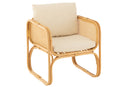 Arm Chair+Cushion Rattan/Textile Natural/White - Majorr